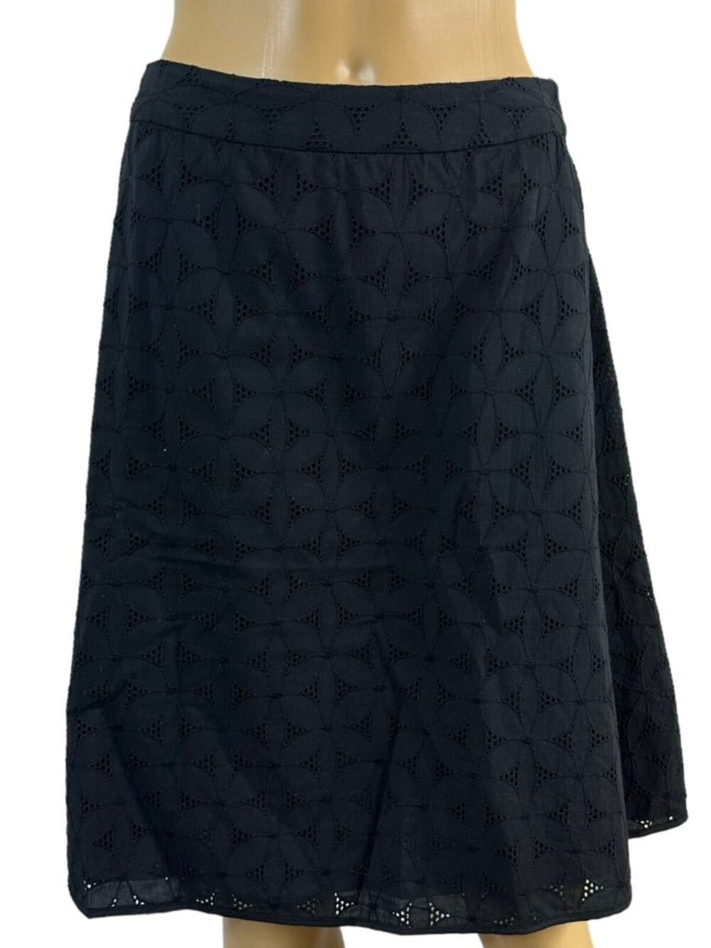 Context Petite A-Line Lace Skirt Size 6 P Black 100% Cotton Lined High Waist